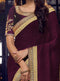 Wine Embroidered Silk Saree with Wine Blouse - VANYA