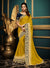 Yellow Embroidered Silk Saree with Navy Blue Blouse - VANYA