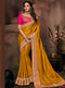 Yellow Embroidered Silk Saree with Rani Pink Blouse - VANYA