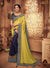 Yellow Embroidered Saree with Navy Blue Designer Embroidered Blouse - VANYA