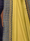 Yellow Embroidered Saree with Navy Blue Designer Embroidered Blouse - VANYA