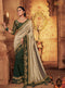 Grey Embroidered Saree with Green Designer Woven Blouse - VANYA