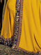 Yellow Embroidered Saree with Navy Blue Designer Embroidered Blouse - VANYA