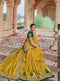 Vanya Resham Embroidered Women Woven Silk Saree Yellow with Green Embroidered Blouse Designer Saree - VANYA