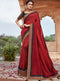 Vanya Zari Embroidered Women Woven Silk Saree Maroon with Dark Blue Embroidered Blouse Designer Saree - VANYA