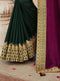 Vanya Zari Embroidered Women Woven Silk Saree Purple with Green Embroidered Blouse Designer Saree - VANYA