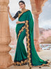 Vanya Zari Embroidered Women Woven Silk Saree Dark Green with Dark Blue Embroidered Blouse Designer Saree