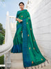 Fern Green Cotton Linen Saree with Green Blouse