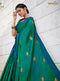 Fern Green Cotton Linen Saree with Green Blouse - VANYA