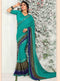 Sky Blue Digital Print Georgette Saree with Toned Blouse - VANYA