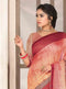 Cherry Tomato Red Digital Print Georgette Saree with Geometric Tribal Motifs - VANYA