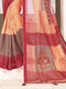 Cherry Tomato Red Digital Print Georgette Saree with Geometric Tribal Motifs - VANYA