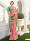 Pastel Pink Cotton Linen Saree with Minty Green Blouse - VANYA