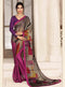 Dark Magenta Digital Printed Georgette Saree with Checks - VANYA