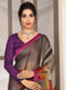 Dark Magenta Digital Printed Georgette Saree with Checks - VANYA