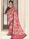 Cherry Pink Digital Printed Georgette Saree with Shibori Backgorund - VANYA