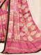 Cherry Pink Digital Printed Georgette Saree with Shibori Backgorund - VANYA