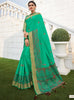 Sea Green Cotton Linen Saree with Green Blouse