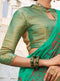 Sea Green Cotton Linen Saree with Green Blouse - VANYA