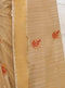 Sand Brown Cotton Linen Saree with Deep Red Blouse - VANYA