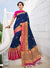 Navy Blue Silk Saree with Dark Pink Blouse - VANYA