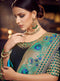 Teal Blue Silk Saree with Deep Blue Blouse - VANYA