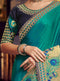 Teal Blue Silk Saree with Deep Blue Blouse - VANYA