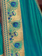 Teal Blue Silk Saree with Deep Blue Blouse - VANYA