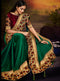 Dark Green Silk Saree with Dark Scarlet Maroon Blouse - VANYA