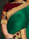 Dark Green Silk Saree with Dark Scarlet Maroon Blouse - VANYA