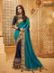 Teal Blue Silk Saree with Deep Blue Blouse - VANYA