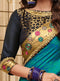 Teal Blue Silk Saree with Deep Blue Blouse - VANYA