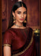 Vanya Zari Embroidered Maroon Silk Saree with Maroon Embroidered Blouse Designer Saree - VANYA