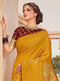 Vanya Zari Woven Yellow Silk Saree with Maroon Designer Woven Blouse