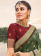 Vanya Zari Woven Green Silk Saree with Maroon Designer Woven Blouse