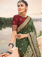 Vanya Zari Woven Green Silk Saree with Maroon Designer Woven Blouse