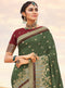 Vanya Zari Woven Green Silk Saree with Maroon Designer Woven Blouse