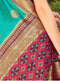 Vanya Zari Woven Teal Blue Silk Saree with Multicolour Designer Woven Blouse