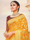 Vanya Zari Woven Mustard Yellow Silk Saree with Wine Designer Stone Work Blouse