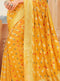 Vanya Zari Woven Mustard Yellow Silk Saree with Wine Designer Stone Work Blouse