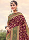 Vanya Zari Woven Maroon Silk Saree with Green Designer Woven Blouse