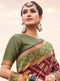 Vanya Zari Woven Maroon Silk Saree with Green Designer Woven Blouse