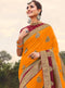 Vanya Zari Woven Orange Silk Saree with Maroon Designer Woven Blouse