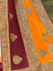 Vanya Zari Woven Orange Silk Saree with Maroon Designer Woven Blouse