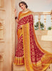 Vanya Zari Woven Dark Red Silk Saree with Yellow Designer Woven Blouse