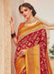 Vanya Zari Woven Dark Red Silk Saree with Yellow Designer Woven Blouse