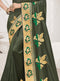 Vanya Zari Embroidered Women Woven Silk Saree Green with Red Embroidered Blouse Designer Saree