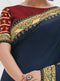 Vanya Zari Embroidered Women Woven Silk Saree Dark Blue with Red Embroidered Blouse Designer Saree