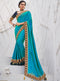 Vanya Zari Embroidered Women Woven Silk Saree Blue with Dark Blue Embroidered Blouse Designer Saree