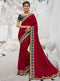 Vanya Zari Embroidered Women Woven Silk Saree Maroon with Dark Blue Embroidered Blouse Designer Saree